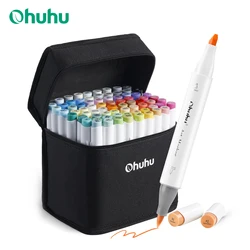 Ohuhu Honolulu 72 Colors Marker Pen Set Alcohol Art Markers Refillable Dual Tips Sketching Drawing Manga School Art Supplies