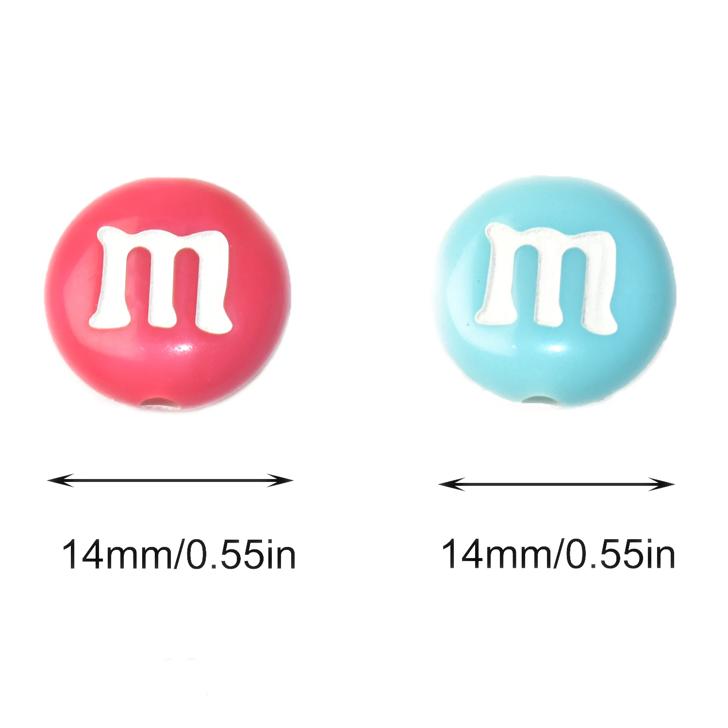 50/100/300PCS, Acrylic M&m Beads, 14mm Mixed Color Round Charms for Bracelets, Necklace, DIY Jewelry Making