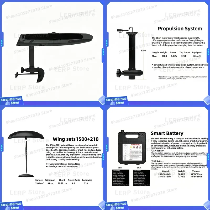 New Design Carbon Fiber Efoil Electric Surf SUP Board 4.5kw Propeller Engine 35A Long-Life Battery Ocean Lake Unisex