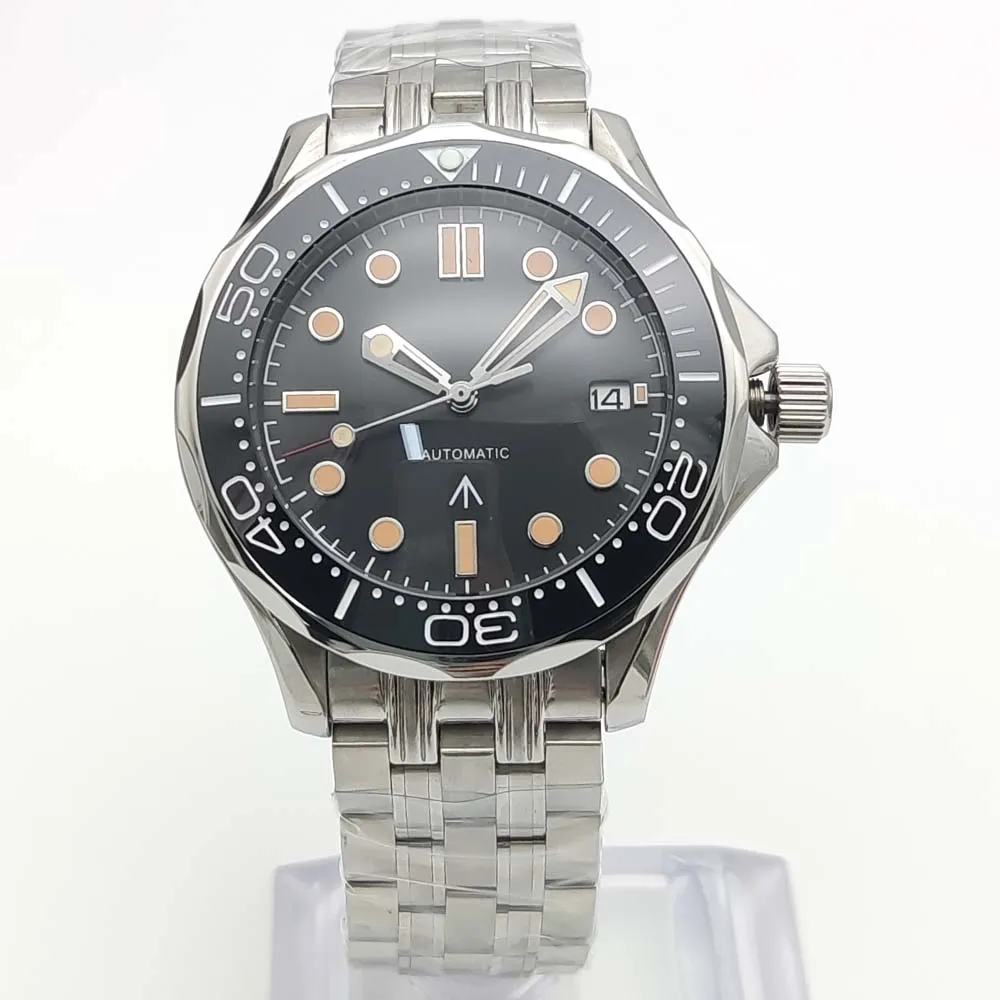 Business 41mm NH35 Men's Watch 316L Stainless Steel Case C3 Luminous Transparent Back 50M Waterproof