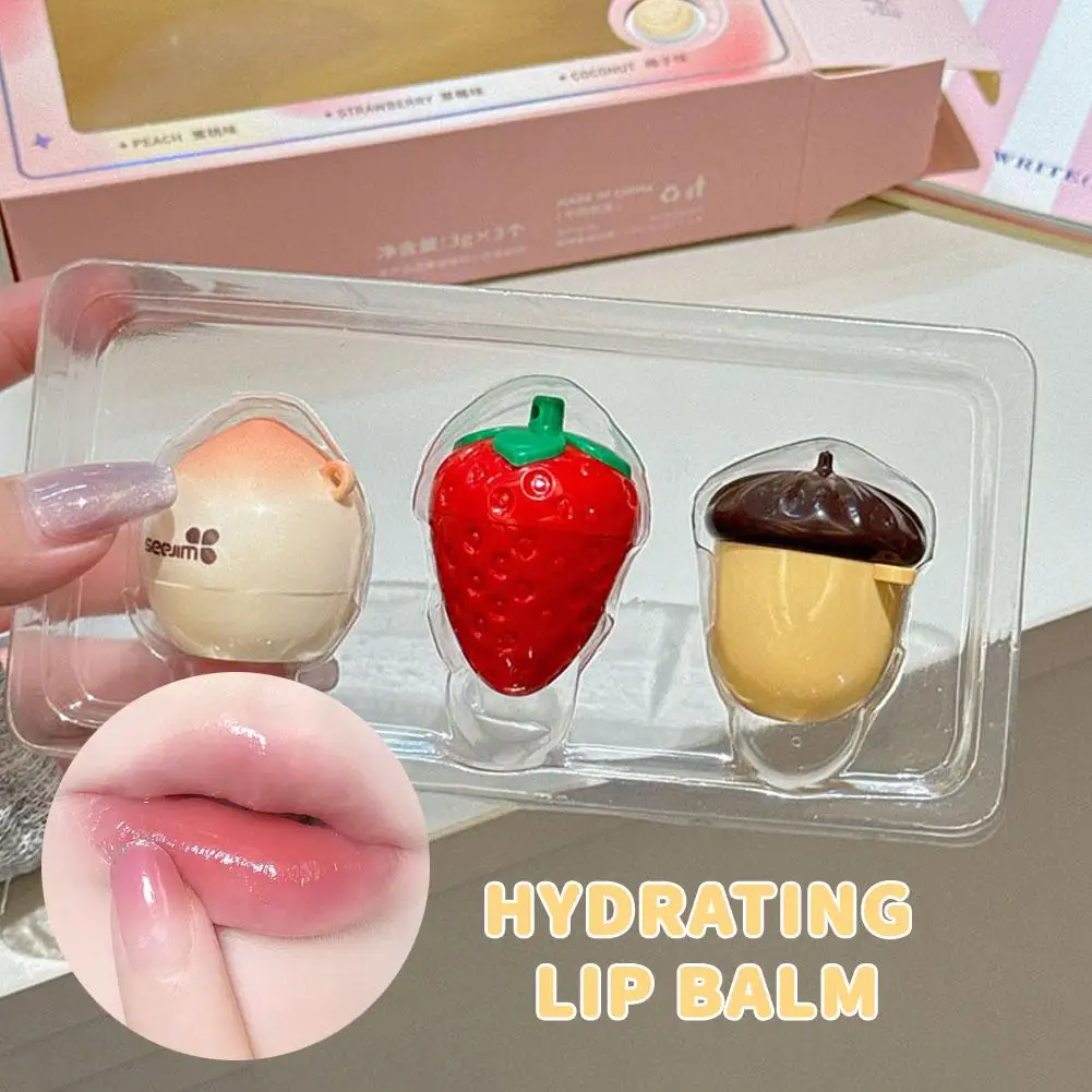 Peach and strawberry nut moisturizing lip balm - Winter cracking, repair defense soothing and reduction against chapping V1R7