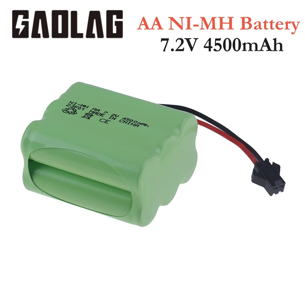 Rc 장난감용 Nimh AA 배터리, 자동차 탱크 로봇 건 업그레이드, Rc 보트용 배터리 팩, 7.2V, 4500mAh, 3000mAh, 2800mAh, 7.2V