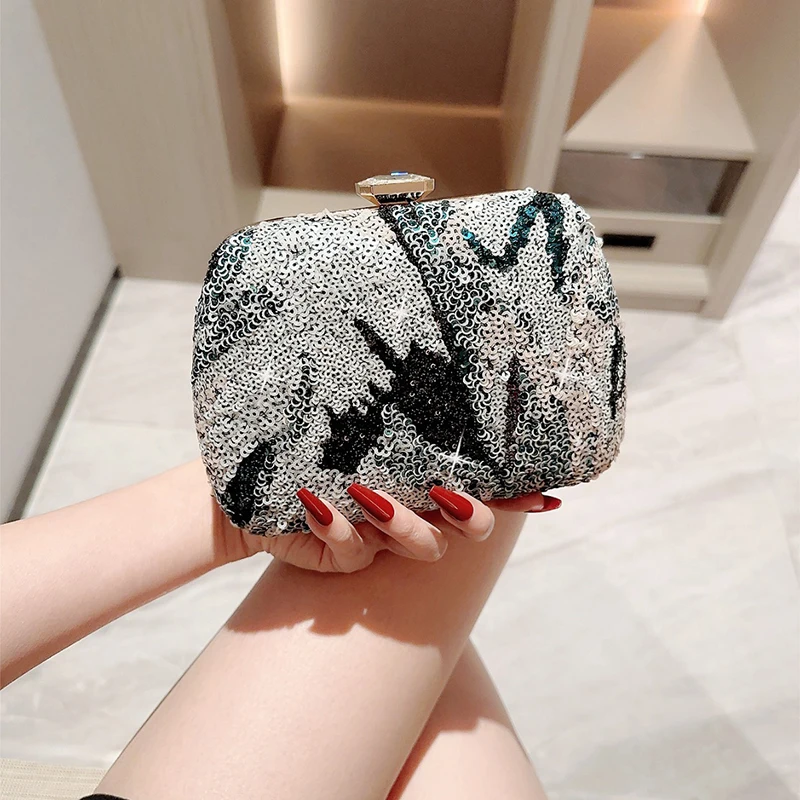 Sequin Glitter Women Handbag Purse Luxury Design Shiny Evening Clutch Bag Wedding Party Elegant Ladies Chain Shoulder Bag