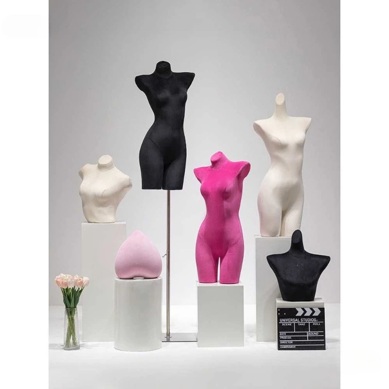 Clothing store velvet underwear bust model props women's clothing window gathering bra mannequin display stand