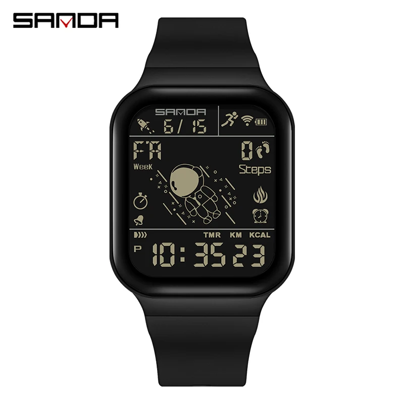 Fashion Sanda Upgradation Mens Outdoor Sports Electronic Watches Square Design Wear Resistant Silicone Luminous 50m Waterproof