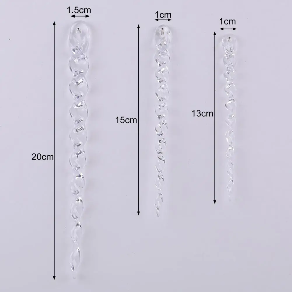 12 Pcs Clear Crystal-like Icicles Pendant Icicle Hanging Ornament Simulated Spiral Ice Cone for Xmas Tree Winter Ice Snow Decor