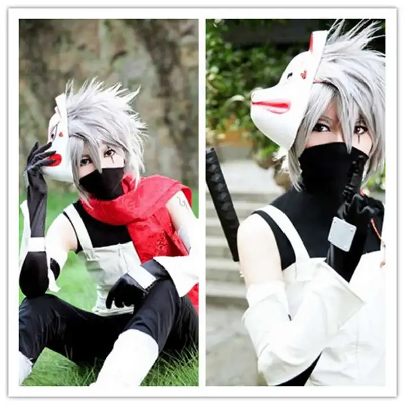 Anime Cosplay Hatake Kakashi cosplay costume Clothes halloween mask custom made size for adult women men wig