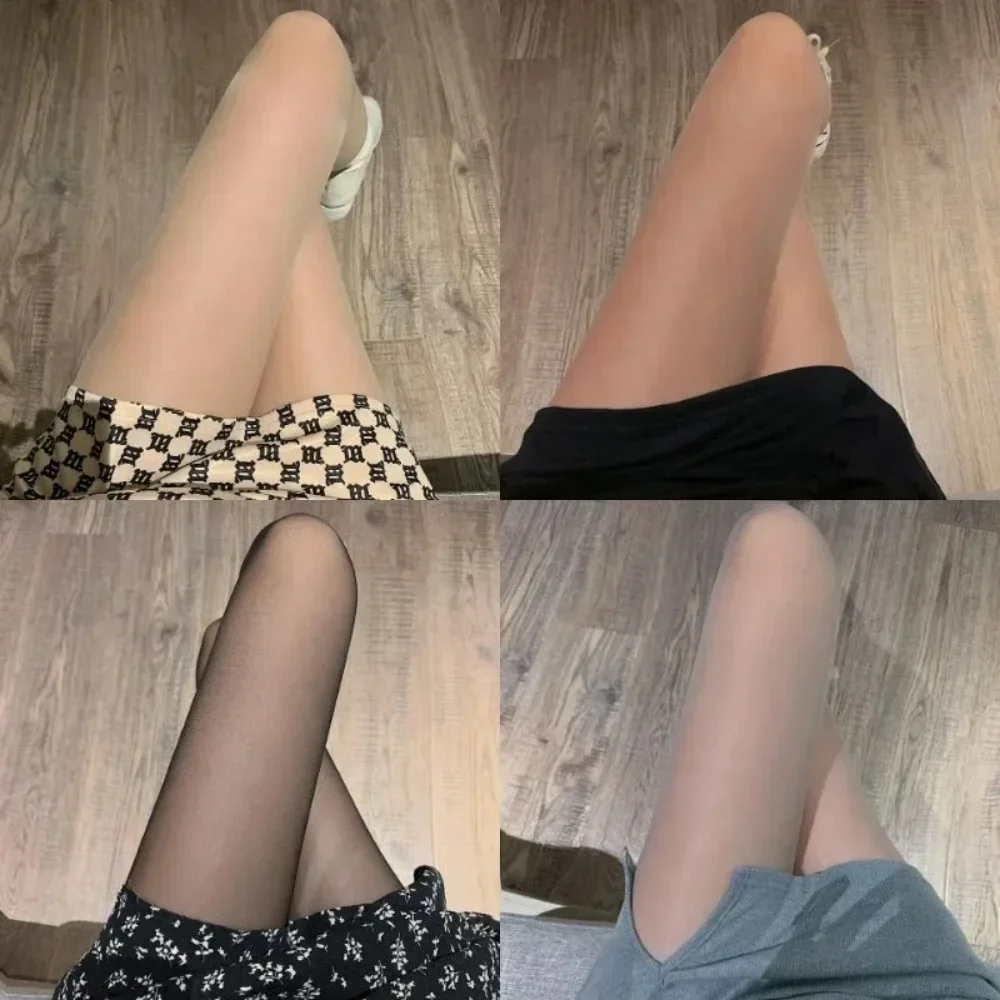 Collants amincissants Sexy de grande taille pour femmes, bas en soie noire, Leggings fins, respirants, transparents, Anti-crochet, Ultra fins