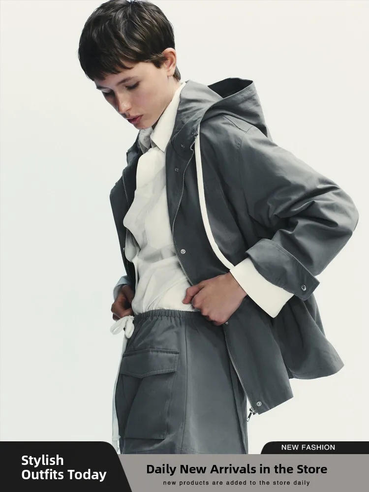 

New Arrival Autumn Women's Hooded Jaet Casual Sle Two-Piece Set Faionable Outerwear for Adults Comfortable Autumn Wear