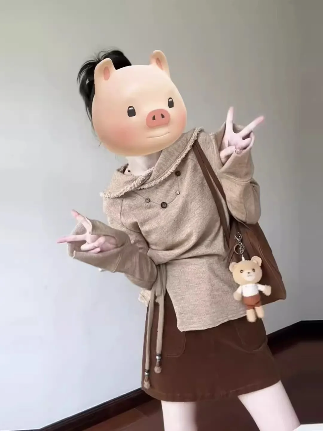 

Retro Japanese Sle Long Sve Knitted Sweater Women's Autumn Design Waist-Cinching Overhead Top Loose Fit Knitwear