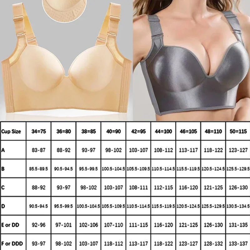 GUUDIA Deep Cup Bra Hide Side Fat Row Hook Closure Back Full Coverage Women Bras Wirefree Smooth Plus Size Push Up Bra Shapers