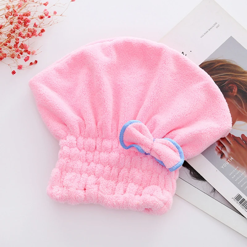 Microfibre Quick Hair Drying Bath Spa Bowknot Wrap Towel Hat Cap For Bath Bathroom Accessories