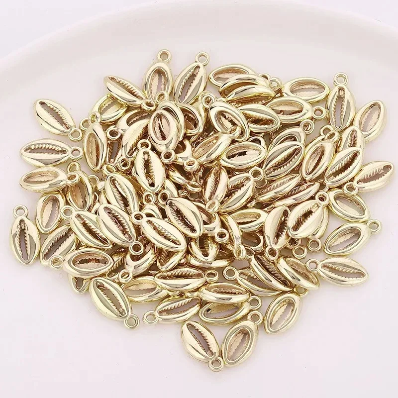 50/100 sztuk złota muszla wisiorki koraliki czeski Cowrie muszla muszle koraliki 10x18mm wisiorek dla naszyjnik DIY bransoletka tworzenia biżuterii