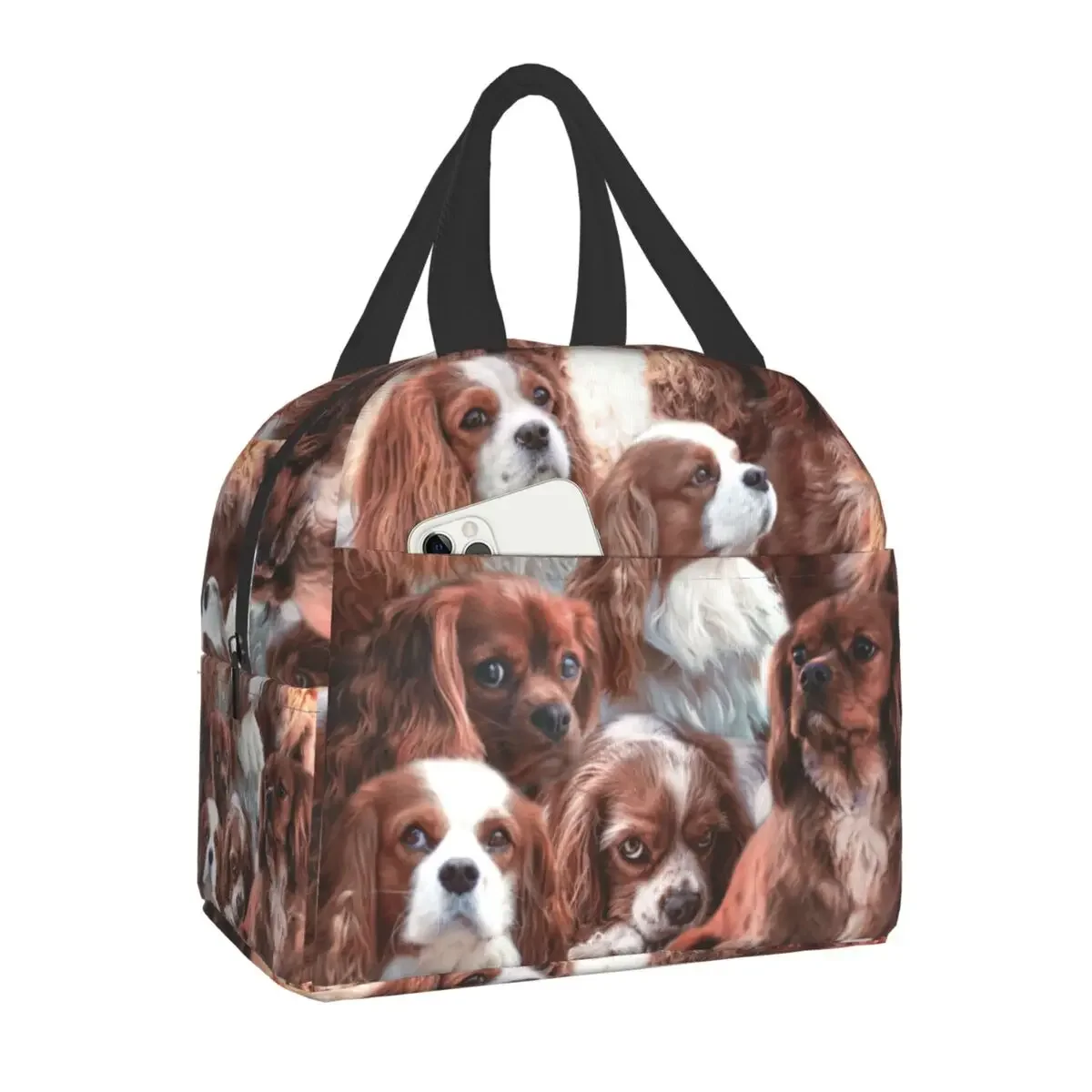 

Cute Dog Cavalier King Charles Spaniel Thermal Insulated Lunch Bag Women Resuable Lunch Container for Work School Travel Picnic