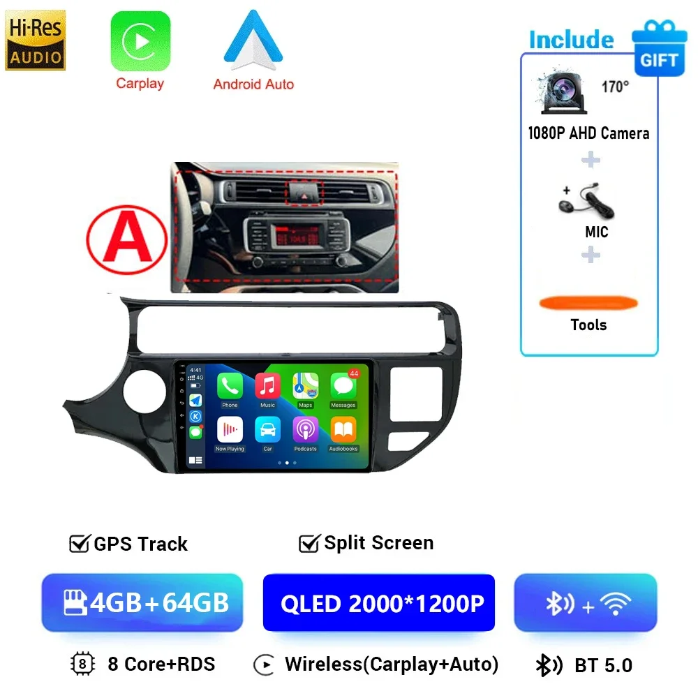 Android 16 Autoradio voor KIA K3 RIO 2011 2012 2013 2014 2015 Multimedia Speler 2 Din Carplay Stereo GPS Wifi DVD Luidsprekers 4G