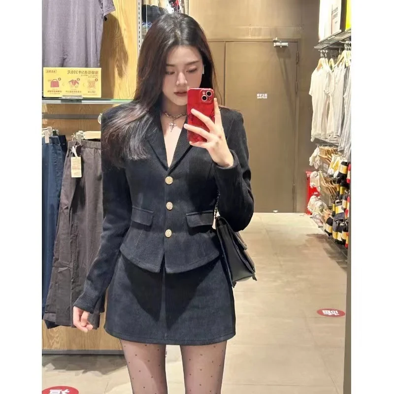 UNXX Minimalist Women\'s High-End Set Mini Dress Vintage Blazer Skirt Salt Style Mature Two-Piece Set High Quality Fashionable