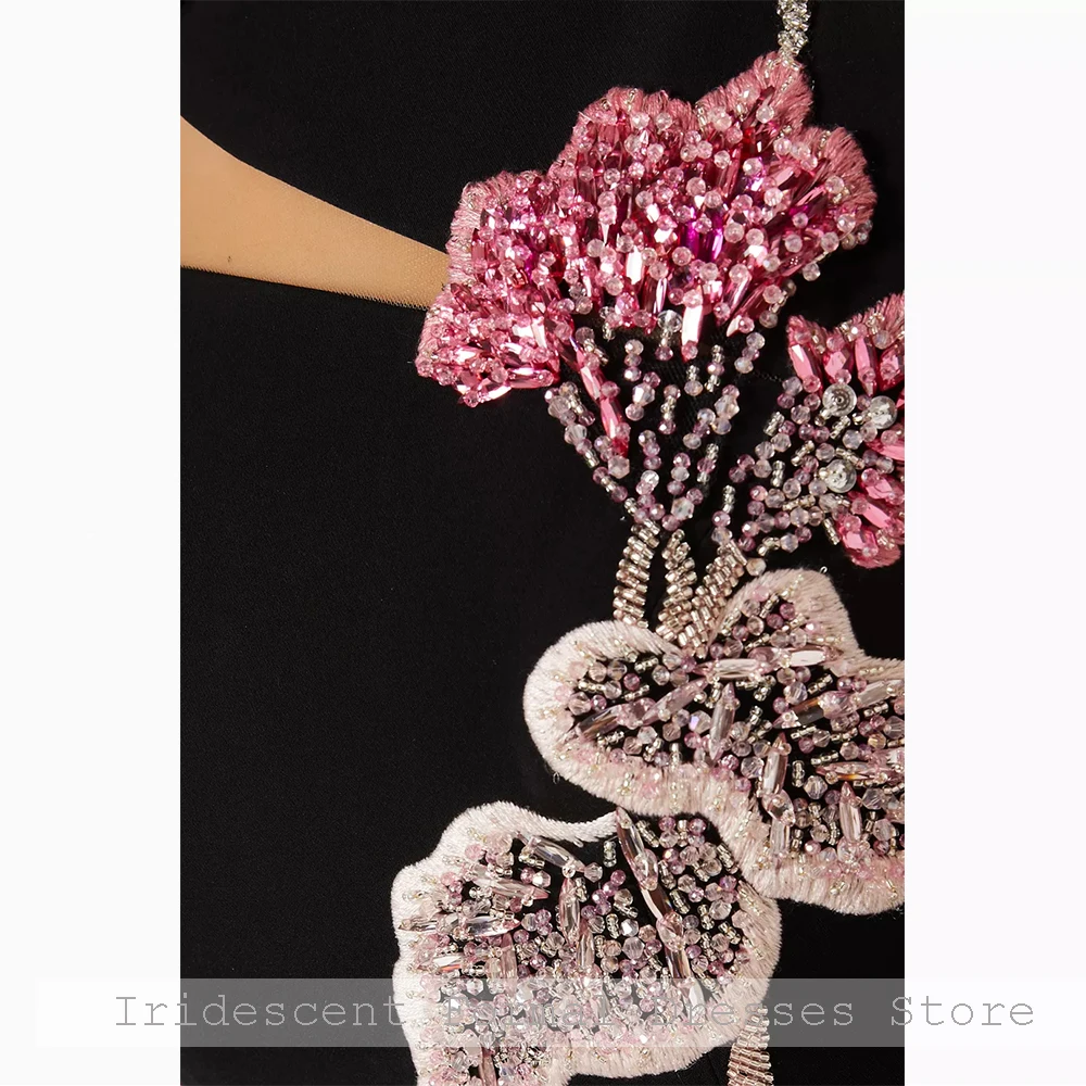 Robe de soirée noire de luxe pour femmes, longue Cape, robes de Cocktail, longueur au sol, robe de bal élégante avec perles et fente