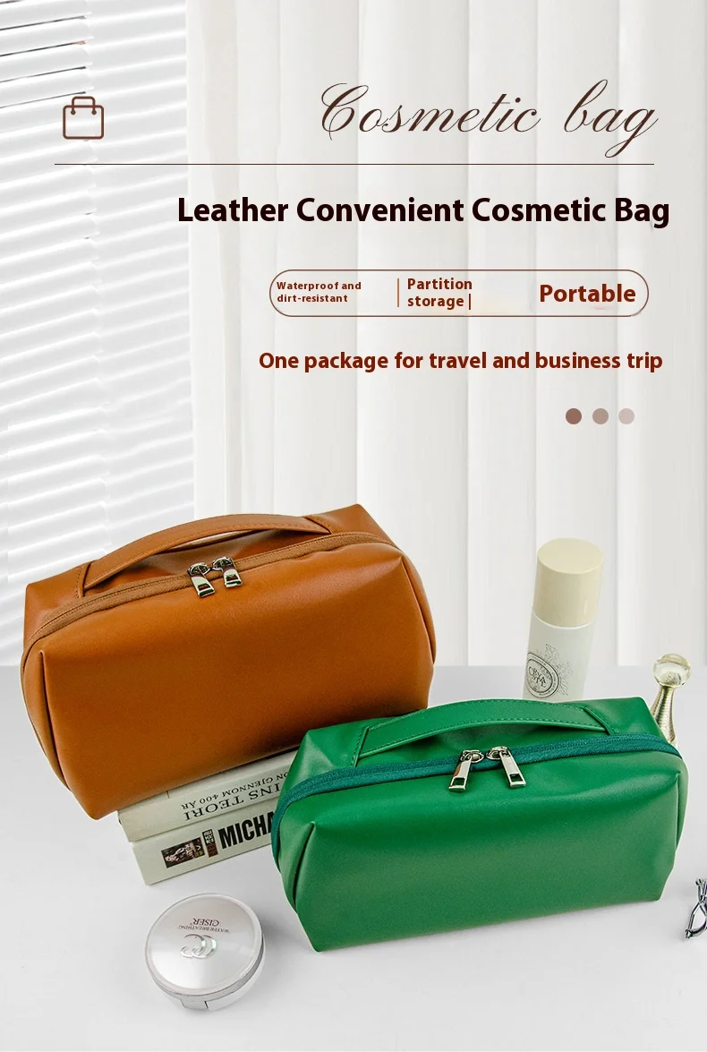 

Luxury PU Leather Cosmetic Bag – Waterproof Travel Makeup Organizer (Portable & High-End)