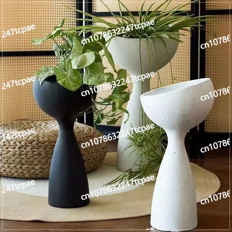 Creative small waist flower pot, simple and fashionable ceramic vase, Nordic design sense, floor-to-ceiling high-footed