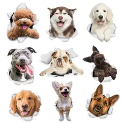 M491 Lovely 3D Animal Stickers Bulldog  Golden Retriever Teddy Dog PVC Household Decoration Wall Stickers Toilet Decals