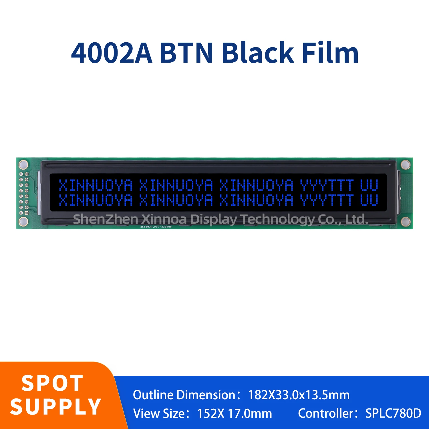 Module d'écran LCD LCM400Pipeline, prend en charge 40*2 caractères, 182*33.5mm, KS0066, SPLCanalystes ou compatible avec haute qualité, 400 pipeline, LCM4002