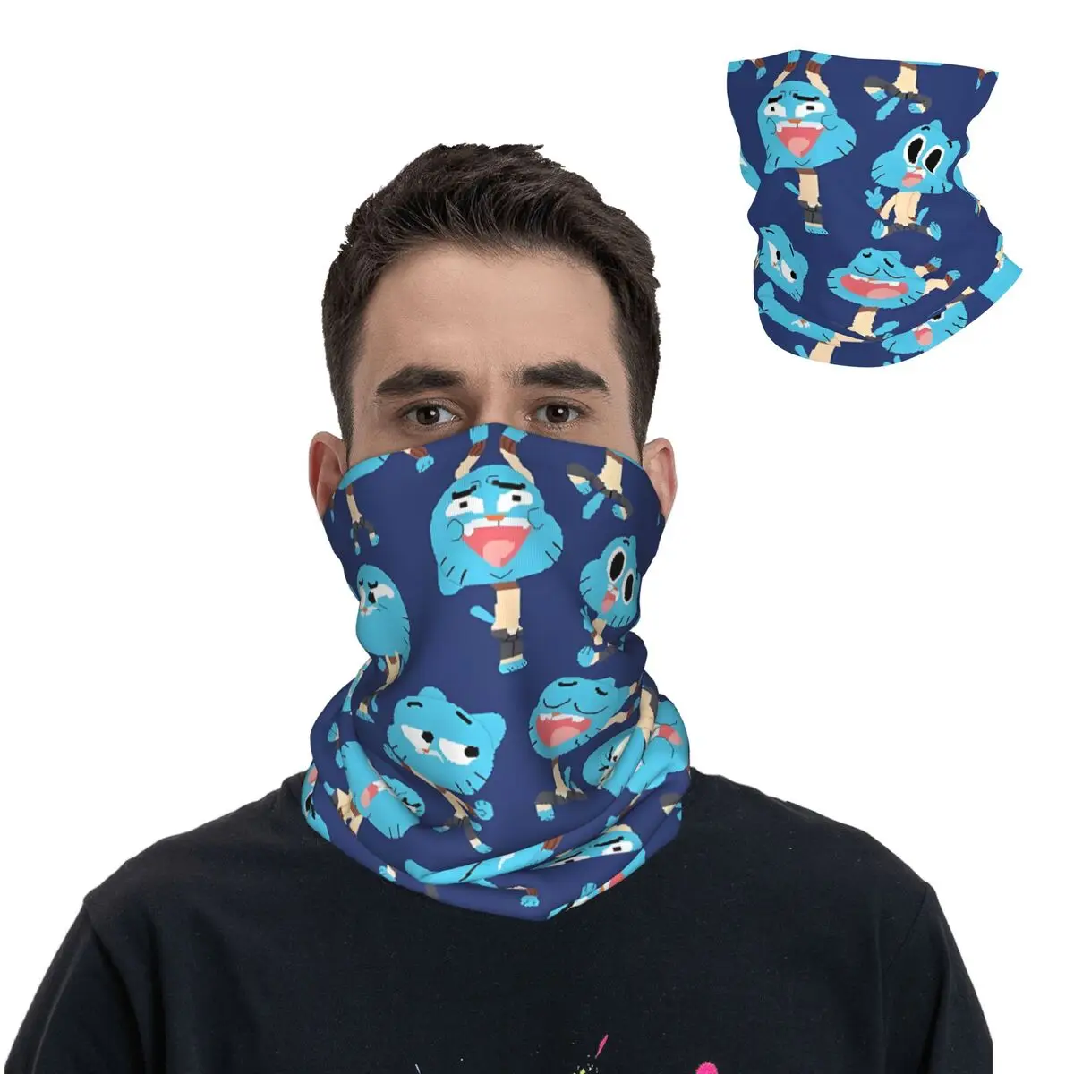 Pixel Art Pattern G-Gumball Bandana Neck Cover Printed Motor Motocross Wrap Scarf Cycling Face Mask Hiking Unisex Adult Washable