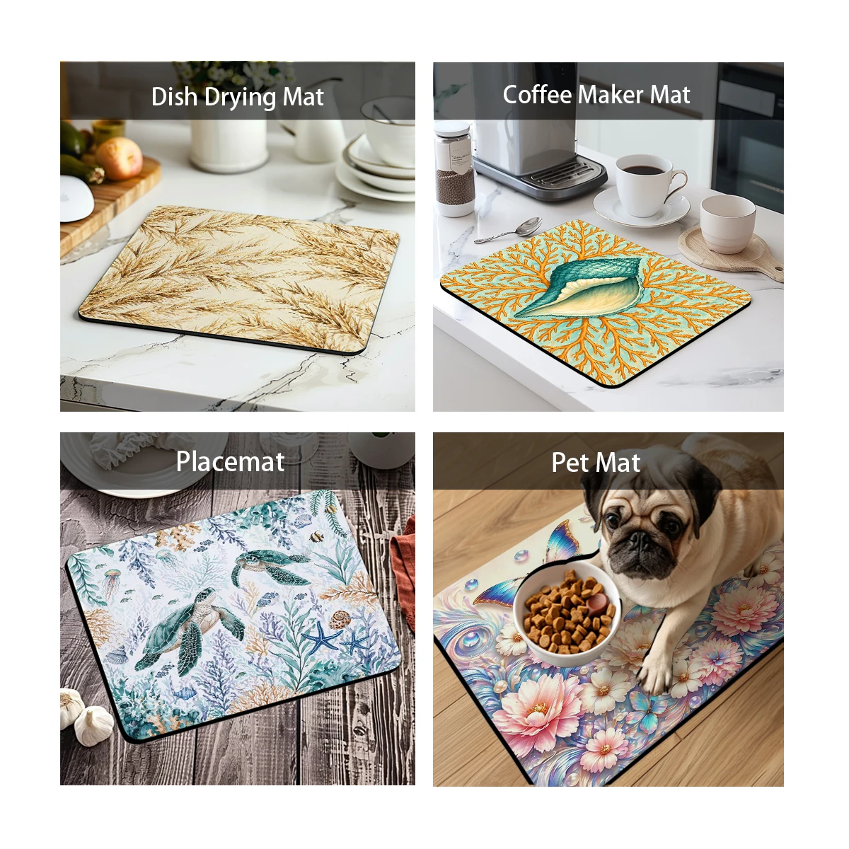 Wheat Pattern Polyester Absorbent Mat - Stylish Home Decor Mat, Ideal for Kitchen and Dining Area Use 5