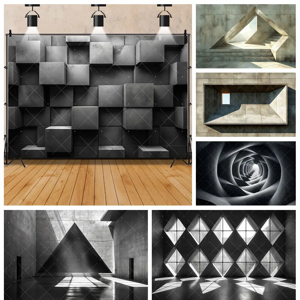 

3D Gray Geometric Cement Marble Texture Wall Phantom Wall Aldults Wedding Birthday Party Backdrop Custom Poster Decor Background