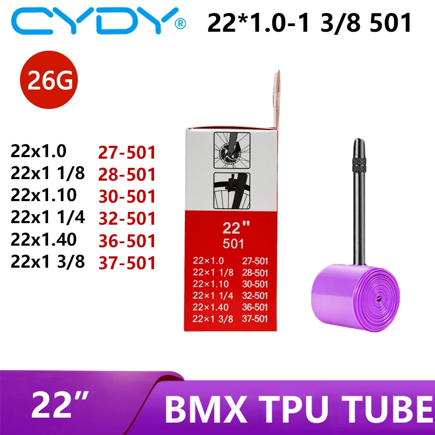 CYDY الدراجة بولي TPU كاميرا الأنبوب الداخلي 22 "501 22x1.0 1 1/8 1.1 1 1/4 1.4 1 3/8 بوصة صمام 45/65 مللي متر BMX إطار دراجة هوائية الإطارات