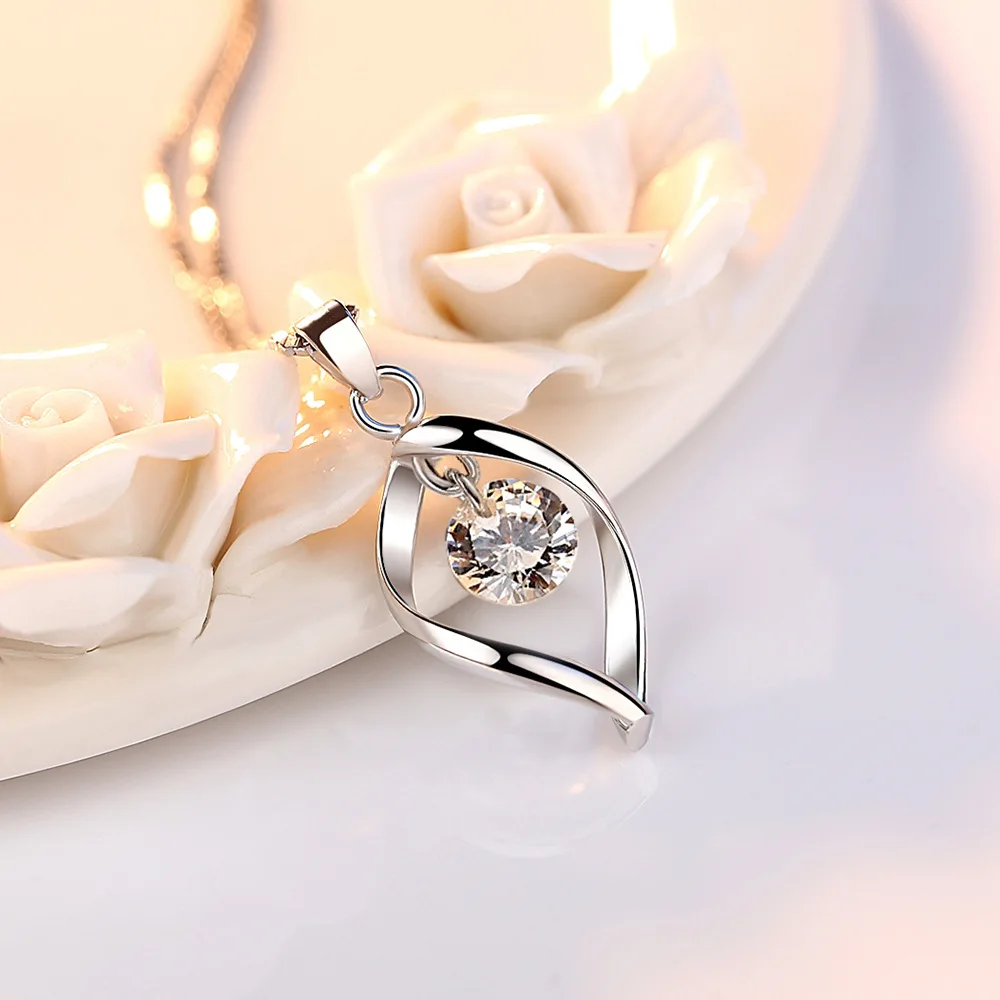 925 Sterling Silver 18k Gold Plated Necklace Single Sparkling Zircon Clavicle Chain for Women Wedding Silver Jewelry collares