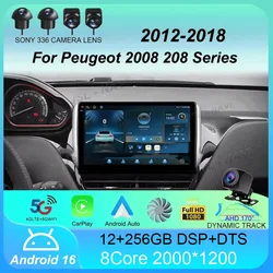 Car Radio Android 15 Carplay For Peugeot 2008 208 Multimedia System 2012 - 2018 Navigation GPS Multimedia Player WiFi+4G stereo