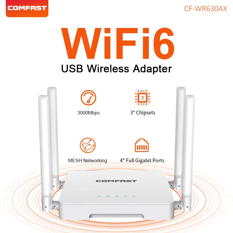 

AX3000 WiFi6 Wireless MESH Router 2.4G/5.8G 3000Mbps WPA3 Signal 4 Antenna 4 Gigabit Port Wifi repetidor Roteador CF-WR630AX