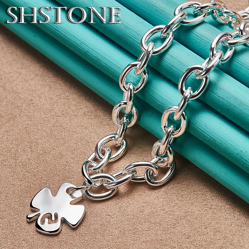 SHSTONE 925 Sterling Silver Necklace Lucky Clover Number 5 Chain Necklaces For Women Wedding Birthday Party Fashion Fine Jewelry