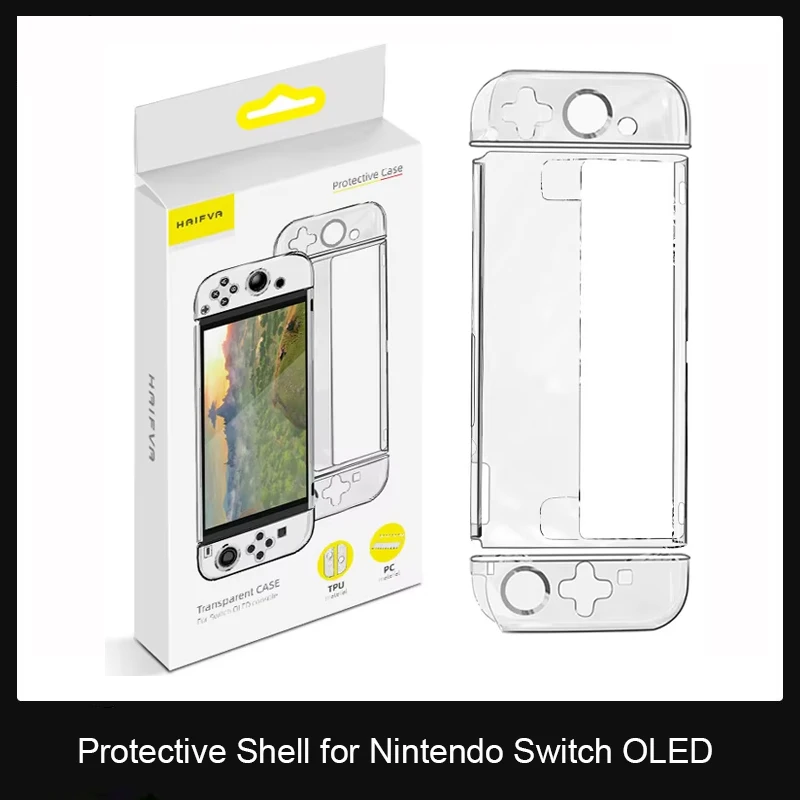 HAIFVA Crystal Protective Shell for Nintendo Switch OLED Hard Cover Split Game Console Transparent Case for NS OLED Accessories