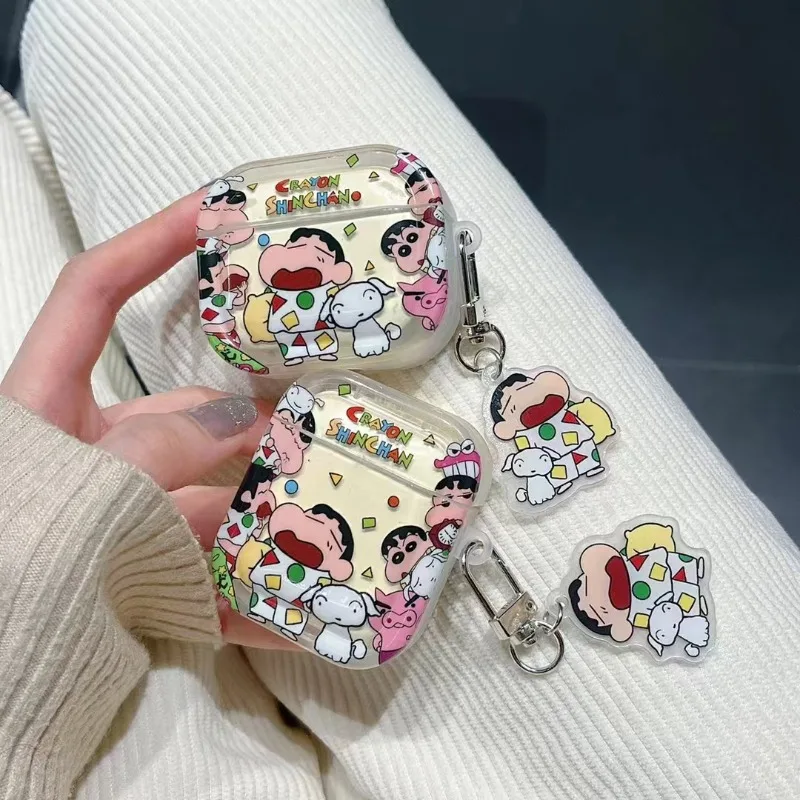 Чехол для наушников Crayon Shin-chan с рисунком для Airpods 1, 2, 3, 4 Pro, мягкий силиконовый защитный чехол с подвеской для Airpods Pro2