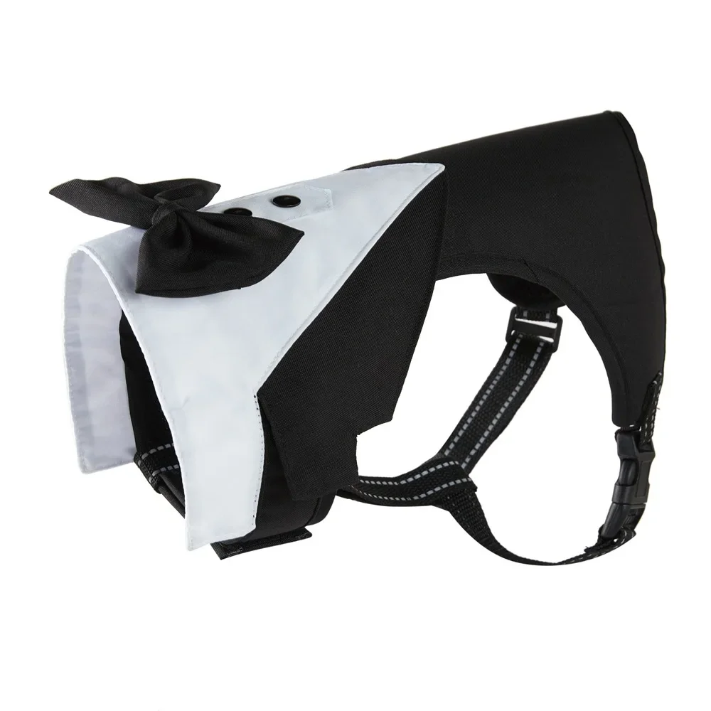 Harnais de costume de mariage pour chien, harnais réglable pour chien, sans traction, pour chiens de petite, moyenne et grande taille, costume de fête pour chiens mâles avec nœud papillon