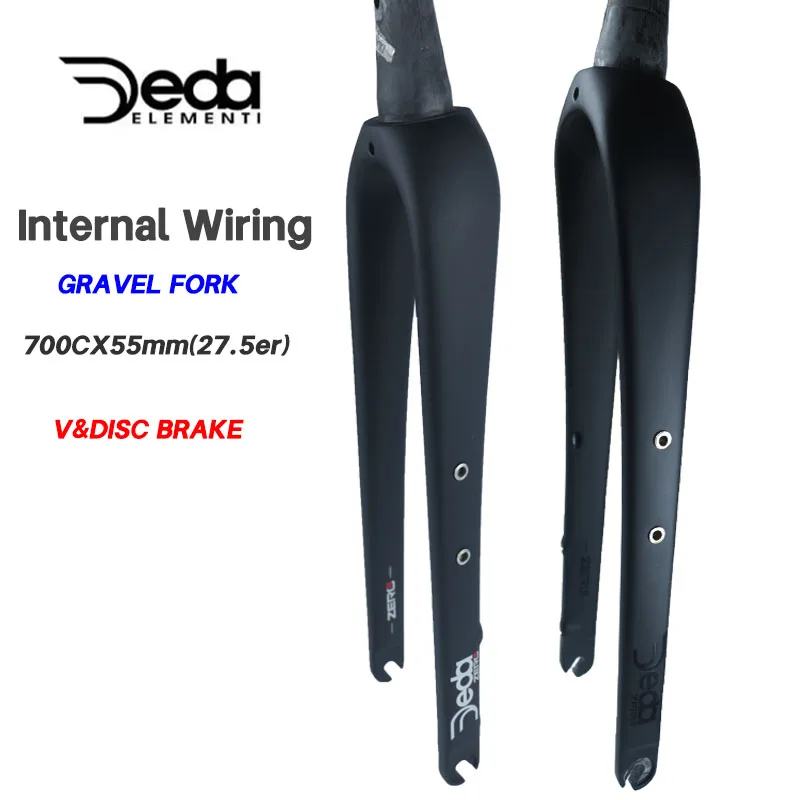 

Eda Gravel Bike Fork Full Carbon Fiber Road Bicycle Fork QR 28.6mm Disc Brake Bike 700C Thru Axle 12X100mm V Brake Hard