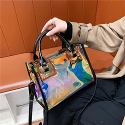 2024 nowy Laser przezroczystych torebka typu Jelly Bag torebek designerski torby z bawełny dla kobiet Pvc duży Shopper Lady Crossbody podróżny torba na plażę