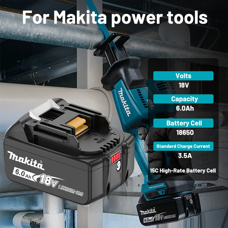 Makita Genuine 18V Battery, 6Ah、9Ah BL1850B Li-ion Replacement Battery, BL1850 BL1860B BL1860 BL1840B BL1830B BL1830 LXT-400 RU