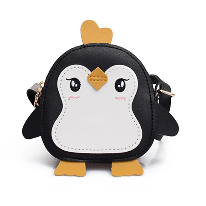 Girls Shoulder Bags Cartoon Penguin Coin Purse Cute Zipper Children Coin Wallet Card Messenger Bags