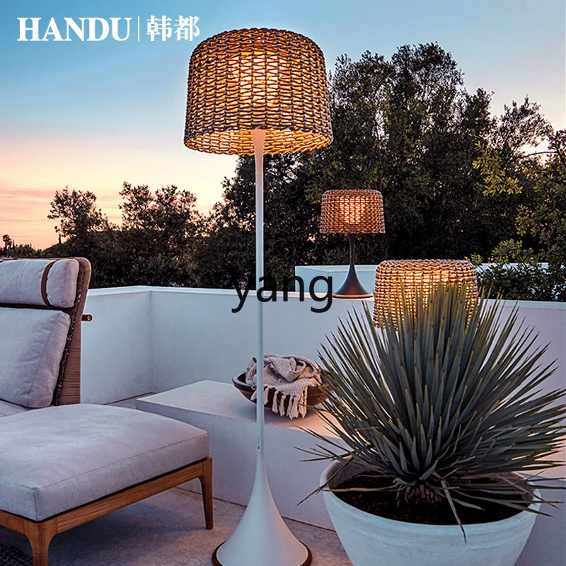 CX Outdoor-Gartenlampe, wasserdichte Villa, Innenhof, Landschaftsbau, Terrasse, handgewebte Rattan-Lampe
