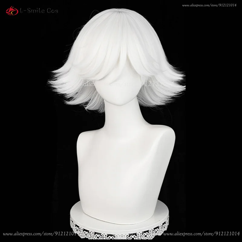 Anime Mi Zu Ki Cosplay Wigs 33cm Short White Mizuki Cosplay Wig Heat Resistant Synthetic Hair Halloween Party Wig + Wig Cap