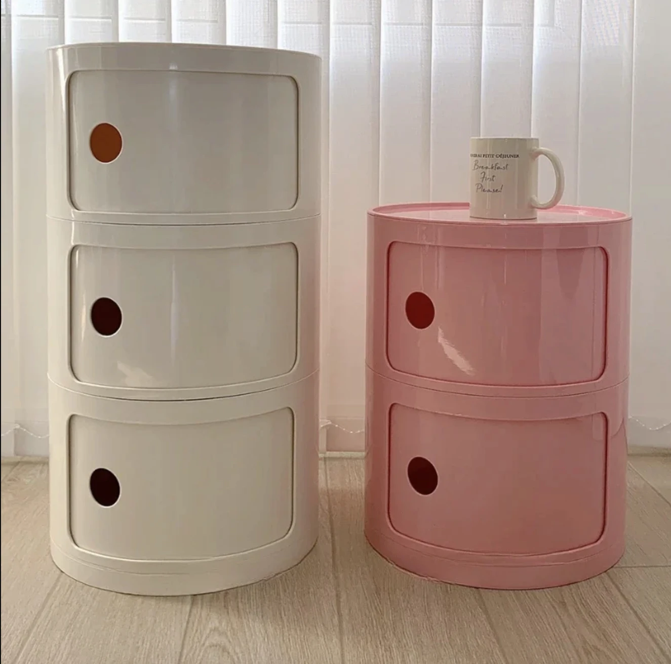 

Creative Bedroom Bedside Table Modern Minimalist Round Storage Small Cabinet Large Capacity Plastic Side Cabinet 협탁