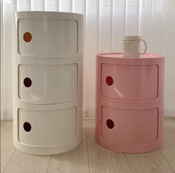 Creative Bedroom Bedside Table Modern Minimalist Round Storage Small Cabinet Large Capacity Plastic Side Cabinet 협탁