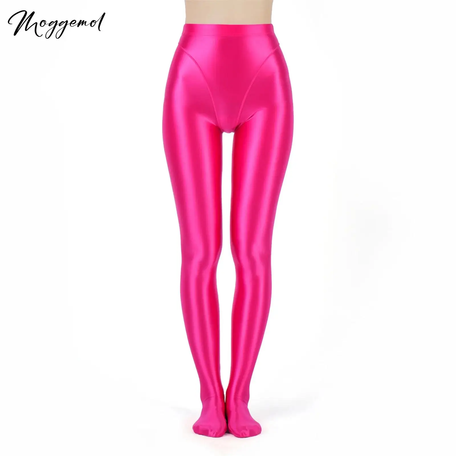 

Womens Sports Yoga Pants Satin Smooth Opaque Pantyhose Bright Tights Sexy Silk Stockings High Waisted Glossy Stretchy Leggings