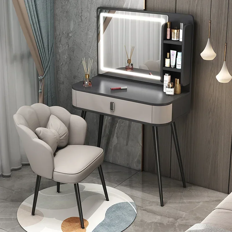 Luxury Vanity Table Bedroom Modern Simple Net Red Mirror Makeup Table Small Bedside Storage Cabinet Book Table Integration