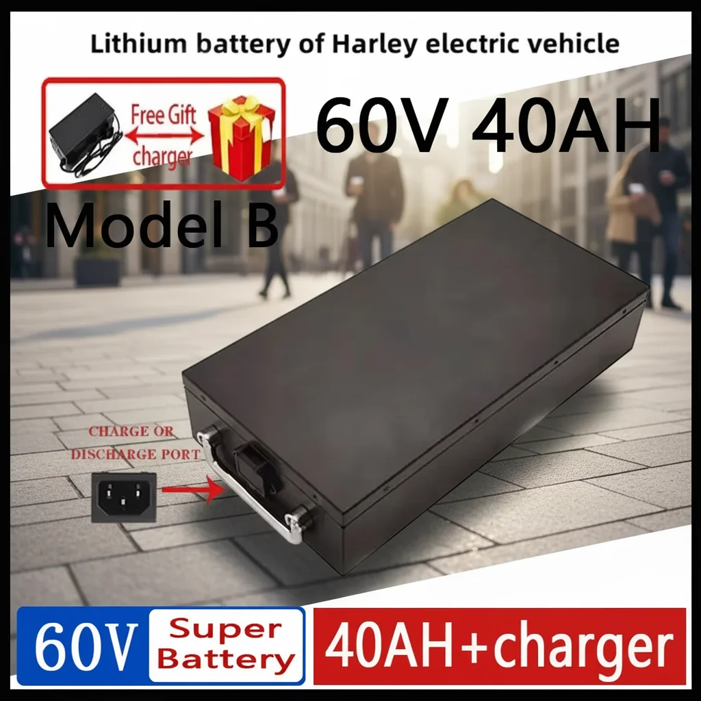 Batterie de moto électrique 60V 30Ah étanche, pack de batteries au lithium 18650, 1000W, adaptée aux scooters électriques Harley