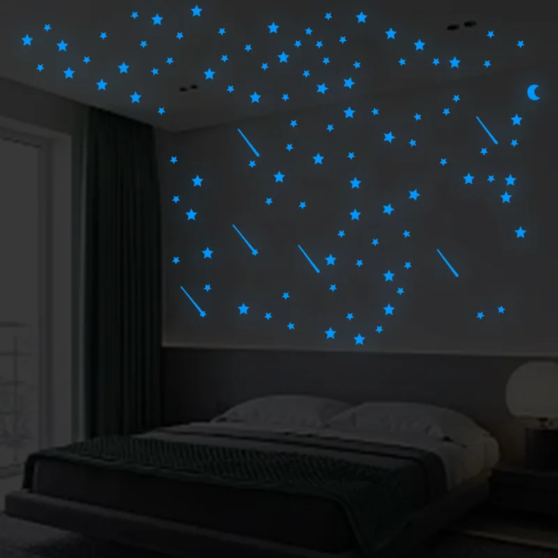 

Glow in the Dark Star Stickers - Fluorescent Wall Decals for Bedroom Decor