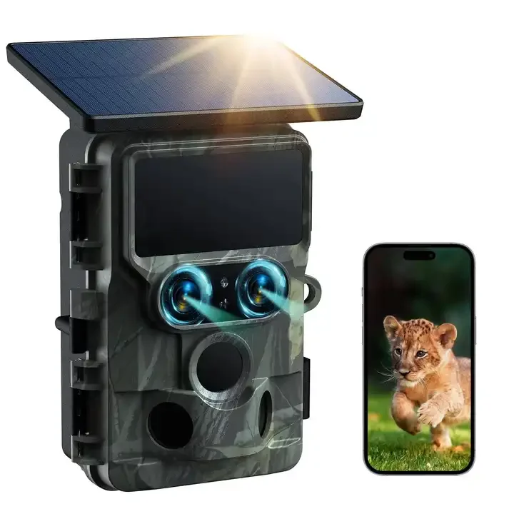 

Redleaf 4K Dual Lens WiFi Trail Camera Solar Panel Charger Thermal Hunting Surveillance Scouting CMOS Sensor Element Red Color