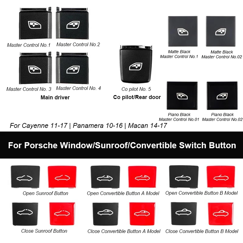 

For Porsche Cayenne Panamera Coupe 911 718 Boxster Macan Car Window Lift Push Button Sunroof Convertible Top Switch Replacement